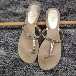 Cole Hahn espadrille jeweled flip flops